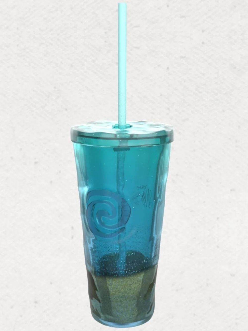 Disney Moana Live Action Movie Double Walled Glitter Cup with Straw